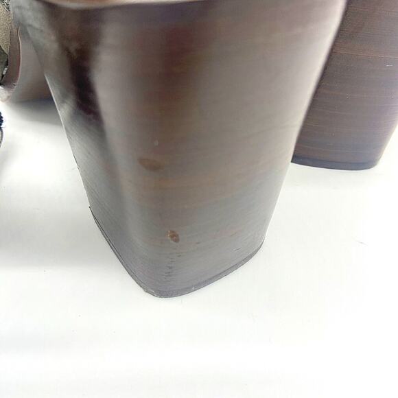 Boemos Italy Block Heel Sandals 39 US E 9 Dark Gray Leather Square Toe - Picture 3 of 11